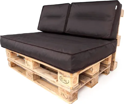 Obrázok produktu pre PillowPrim sada vankúšov z paliet odnímateľný poťah nepremokavé vankúše z paliet sada záhradných vankúšov (sedák 120x80 + operadlo 2x60x40) tmavohnedá