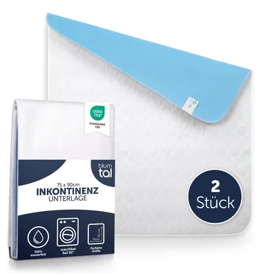Produktbild von Blumtal Inkontinenzunterlage waschbar 75x90 cm - Betteinlage für Babys - Bettunterlage wasserdicht - Inkontinenzauflage 75x90 cm - 2er Set