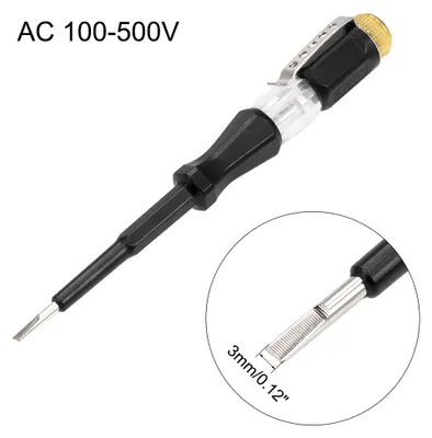 Produktbild von Spannungsprš¹fer AC 100-500V mit Klammer fš¹r Schaltungstest Schwarz mit 3mm Schlitzschraubendreher