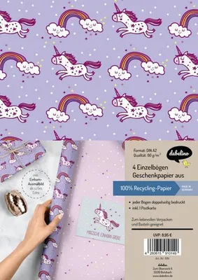 Produktbild von Geschenkpapier-Set für Kinder, Einhorn