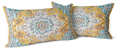 Produktbild von Set mit 2 Boho-Kissenbezügen, 30 x 50 cm, aus Samt, dekorative Kissen im Boho-Retro-Stil, hellgelb, für Sofa, Schlafzimmer und Wohnbereich