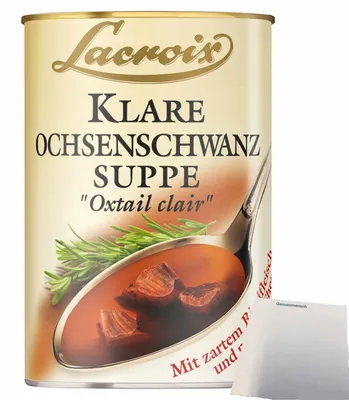 Produktbild von Lacroix Klare Ochsenschwanz-Suppe Oxtail clair (400ml Dose) + usy Block