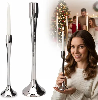 Obrázok produktu pre Kovový jednoduchý svietnik Vianočná sviečka Glamour 31 cm