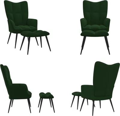 Obrázek produktu pro vidaXL Relaxační křeslo s taburetem Dark Green Velvet - Relaxační křeslo - Křesla - Křesla - Relaxační křeslo