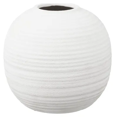 Produktbild von Kugelförmige weiße Keramikvase mit Rillenstruktur ø30x28,5 cm