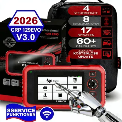 Produktbild von LAUNCH CRP129EVO V3.0 OBD2 Diagnosegerät Auto,4 System Diagnosegerät Auto mit 8 Reset, Auslesegerät Auto Check Engine/ABS/SRS/Getriebe Auto Diagnosege