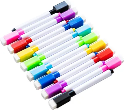 Produktbild von 8 Farben trocken abwischbare Marker mit Radiergummikappe, Whiteboard Marker Whiteboard-Stift-Set für Glas/Whiteboard/Kunststoff/Porzellan Zuhause Schule Büro Kinder und Erwachsene