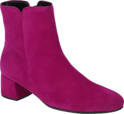 A single pink boot is shown against a white background.