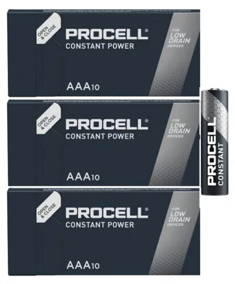 Zdjęcie produktu dla DURACELL PROCELL 30 szt. Mini baterie alkaliczne AAA Duracell Procell (3 opakowania po 10 sztuk) - 30 sztuk