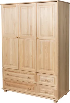Produktbild von Kleiderschrank Massivholz natur 017 - 190 x 133 x 60 cm (H x B x T)