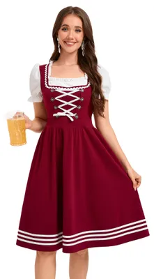 Produktbild von YesFashion Dirndlkleid Damen Midi Trachtenkleid Trachtenmode Kleid Dirndl Kleidung Tracht Dirndlkleid für   Outfit Weinrot 42