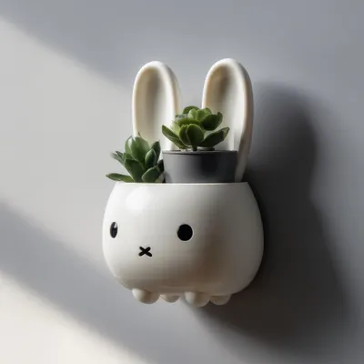Zdjęcie produktu dla Decords, doniczka ścienna 3D w kształcie królika, 31 cm
