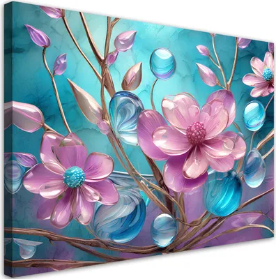Produktbild von Leinwandbild Bunte Blumen Glas Abstraktion 90x60 Feeby Rosa bild für die wand bereit zum aufhängen