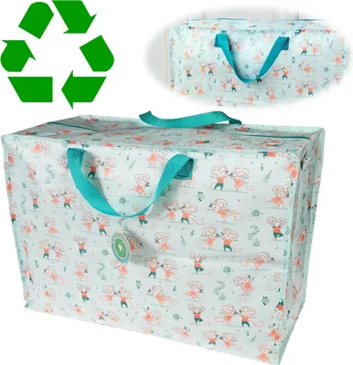 Produktbild von LS-LebenStil XXL Jumbo Bag Mimi Milo Mäuse 55cm ️ Recycled faltbar Einkaufstasche Unterbettkommode Aufbewahrungstasche Kleidung Bettdecken Kissen