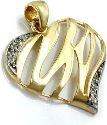 Produktbild von Anhänger Halsschmuck, Herz mit weißen Zirkonia, 375 Gold Gelbgold