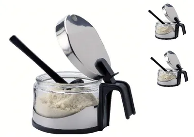 Produktbild von Parmesandose 3 Stück mit Deckel und Löffel Marmeladenmenage Parmesanspender