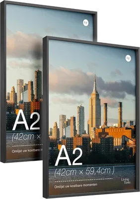 Zdjęcie produktu dla 2 sztuki ram fotograficznych formatu A2 - rama aluminiowa, kolor czarny