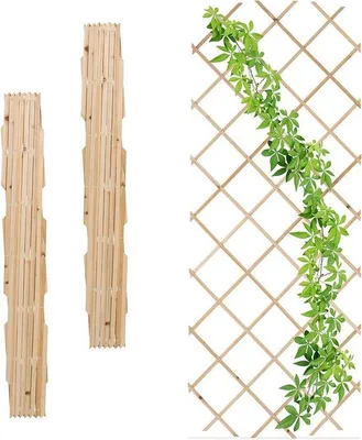 Image de Kit de tuteurs de jardin extensible, lot de 3 - 180 x 90 cm - pour plantes grimpantes - Jardin et balcon - Tuteurs de jardin en bois