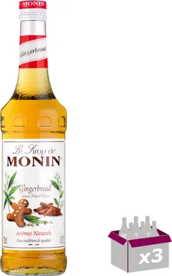 Image de Lot de 3 Sirop Monin - Pain d'épices - 70cL