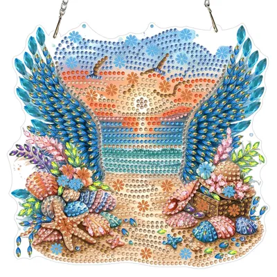 Diamond Painting Hänger doppelseitig Sommerstrand 14x15 cm