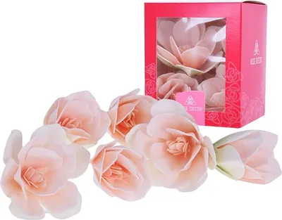 Produktbild von MAGNOLIA Waffel weiße Blume 6pcs XL für die Dekoration von Kuchen und Gebäck