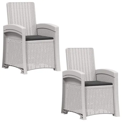 Image de vidaXL : 2 fauteuils de jardin, style rotin, blanc et anthracite, en plastique PP