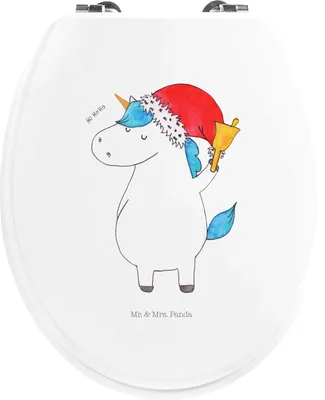 Produktbild von Mr. & Mrs. Panda Toilettendeckel Einhorn Weihnachtsmann - Weiß - Geschenk, Unicorn, Klo-Deckel, klo deckel, Klodeckel, Einhörner, Klobrille, WC Brille, Nikolaus