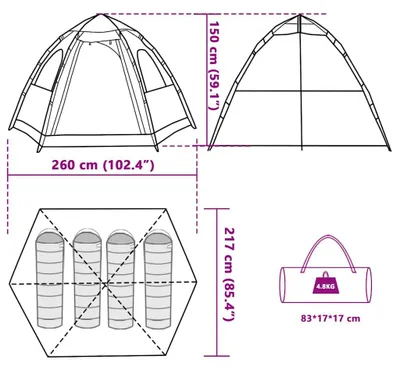 Produktbild von vidaXL Campingzelt 4 Personen Grau und Orange Quick Release