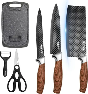 Obrázek produktu pro Sada kuchyňských nožů, ergonomický design, kvalitní nerezová ocel, hnědá rukojeť