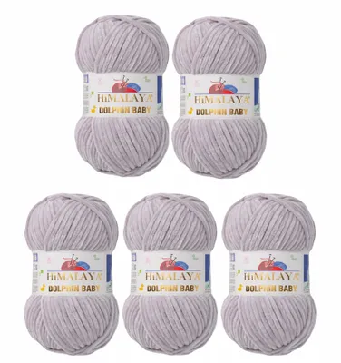 Produktbild von 5 x Himalaya Dolphin Baby Wolle Garn Baumwolle Strickwolle zum Stricken häkeln 80357 Mausgrau