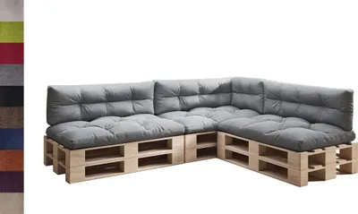 Produktbild von sunnypillow Palettenkissen für Palettenmöbel - 7er Set - Palettenauflage 120 x 80 für Palettensofa - Palettenpolster für Garten, Gesteppte Kissen für Europaletten - Sitzkissen & Rückenkissen Anthrazit