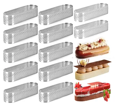 12 ovale Tarteformen aus Edelstahl, backofenfest, spülmaschinengeeignet