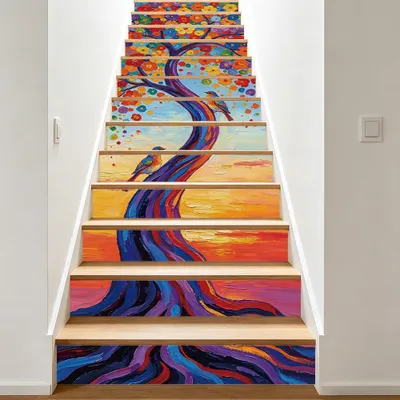 Treppenaufkleber Lebensbaum 15 Stk. 18x100 cm selbstklebend