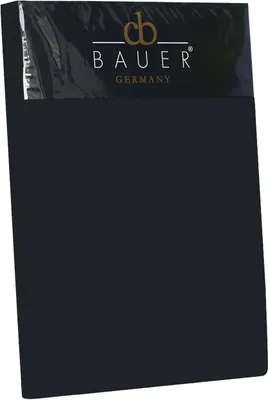 Produktbild von Curt Bauer Spannbetttuch Uni-Mako-Satin Farbe 3318 schwarz Größe 180x200