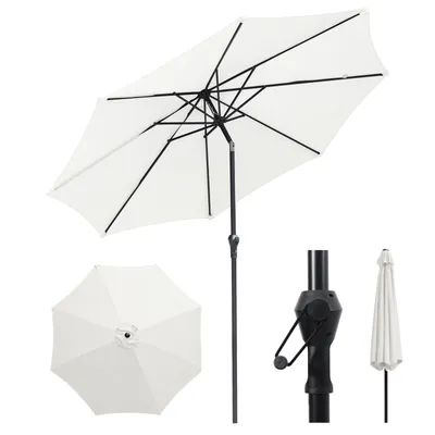 Produktbild von Sekey Alu Sonnenschirm 300 cm Rund Knickbar mit Kurbel Windfest und Neigbar UV 50 Schutz für Balkon und Garten, Creme