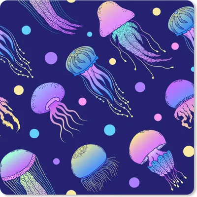 Produktbild von MuchoWow® Mauspad Mousepad Quallen - Neon - Muster - Regenbogen 30x30 cm - Mousepads - Maus Mat - Pad - Mausunterlage - Gaming