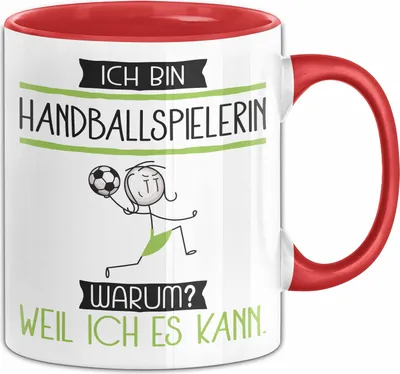 Produktbild von Handballspielerin Tasse Geschenk Ich Bin Handballspielerin Warum Weil Ich Es Kann Geschenkidee Geburtstag (Rot)
