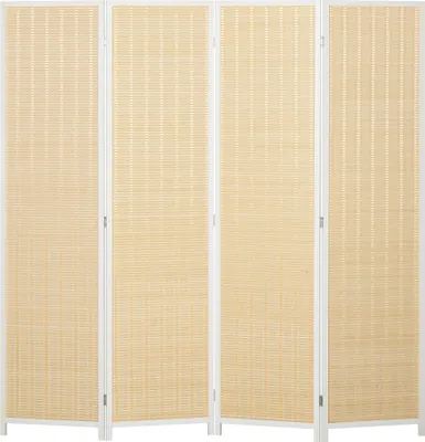 Produktbild von HOMCOM Raumteiler aus Holz, 4-teilig, 180 x 180 cm, faltbarer Trennschirm für Wohnzimmer, Schlafzimmer, Zuhause, Naturholz
