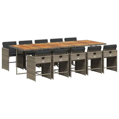 Produktbild von vidaXL 11-tlg. Garten-Essgruppe mit Kissen Grau Poly Rattan