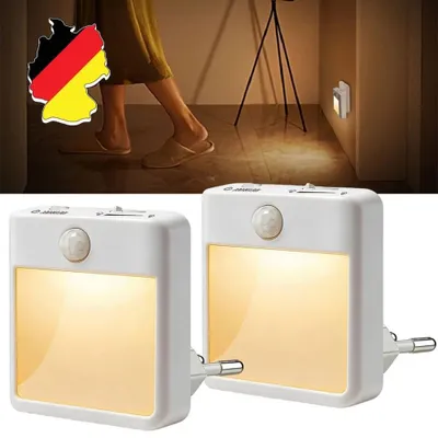 Produktbild von 2 Stück LED Nachtlicht mit Bewegungsmelder Smart Warmweißes Nachtlampe DHL