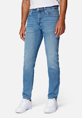 Immagine prodotto di Jeans a gamba dritta, tessuto elasticizzato. Pantaloni in denim, modello aderente. Pantaloni eleganti a gamba leggermente affusolata. Modello: CHRIS