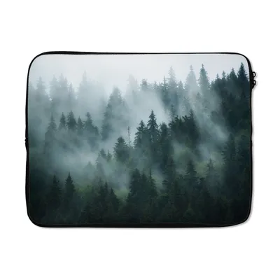 Produktbild von MuchoWow® Laptop Hülle 15 Zoll Nebel - Bäume - Wald Laptoptasche - Laptoptasche - Sleeve - Rundum-Schutz
