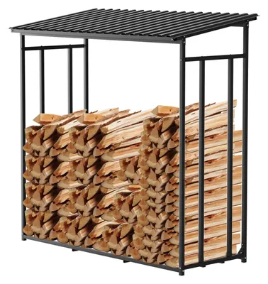 Obrázek produktu pro Regál na dřevo Ikodm, rozměry 185 x 70 x 185 cm, se střechou a plachtou, kovový regál na palivo pro zahradu a terasu