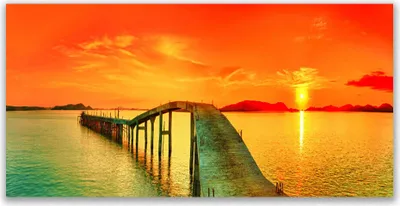Produktbild von Tulup Leinwand-Bilder 140x70 Wandbild Canvas Kunstdruck Brücke Meer Architektur