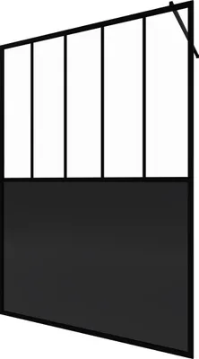 Image de Paroi de douche 140x200 cm type Verriere - Verre trempe et Structure aluminium noir mat