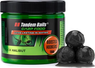 Produktbild von Tandem Baits Carp Food Boosted Hookers Schwarzer Heilbutt, Karpfenfutter, Karpfen Angeln ohne Mühe, Köder zum Große-Fische-Angeln, Karpfenzubehör Profis & Hobby-Angler, Angelfutter 18mm 3g