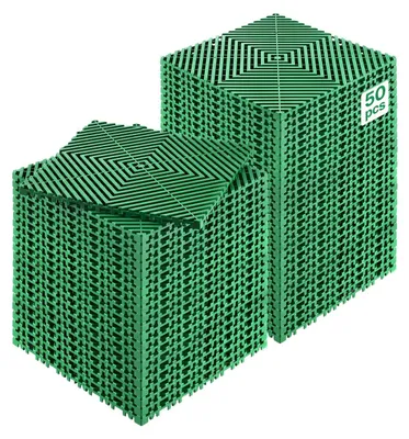 Zdjęcie produktu dla VEVOR blokująca mata drenażowa mata prysznicowa 31 x 31 cm modułowe blokujące maty podłogowe, 50 szt. łączone maty drenażowe, antypoślizgowe drenażowe płytki podłogowe, do garażu ogród zielony