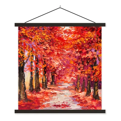 Produktbild von MuchoWow® Textilposter Gemälde - Bäume - Herbst - Ölgemälde 60x60 cm mit schwarzem Rahmen - Posteraufhänger