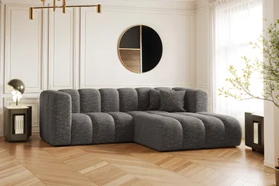 Obrázek produktu pro Rohová sedací souprava ve tvaru L, modulární sedací souprava Grand v látce Haga Graphite Right
