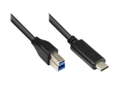 Produktbild von Anschlusskabel USB 3.0, USB-C-Stecker an USB 3.0 B Stecker, schwarz, 1,8m, Good Connections®